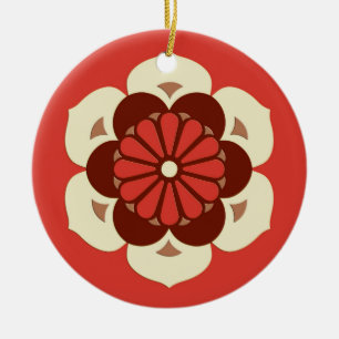 Lotus Flower Mandala, Mandarin Orange Ceramic Tree Decoration
