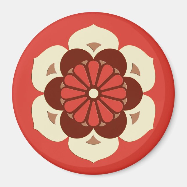 Lotus Flower Mandala, Mandarin Orange Magnet (Front)