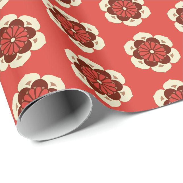 Lotus Flower Mandala, Mandarin Orange Wrapping Paper (Roll Corner)