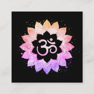 ~* Lotus Flower Mandala Om Aum.  Symbol Square Business Card