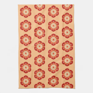 Lotus Flower Mandala, Pastel and Mandarin Orange Tea Towel