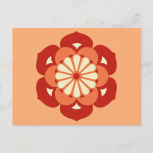 Lotus Flower Mandala, Pastel Orange and Mandarin Postcard