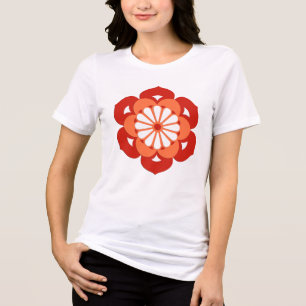 Lotus Flower Mandala, Pastel Orange and Mandarin Tri-Blend Shirt