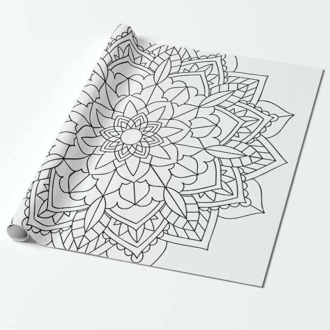Lotus Flower Mandala Wrapping Paper (Unrolled)