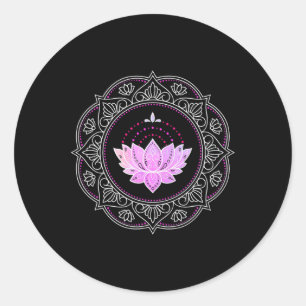 Lotus Flower Mandala Yoga Lotus Design Lotus Flowe Classic Round Sticker