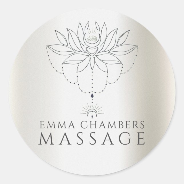 Lotus Flower Massage Therapist Pearlescent  Classic Round Sticker (Front)