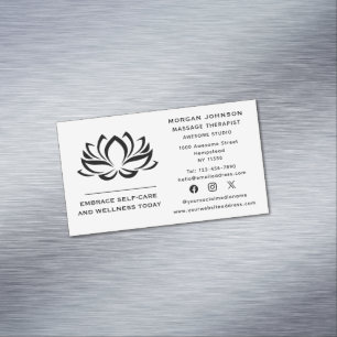 Lotus Flower Massage Therapy Holistic Social Media Magnetic Business Card