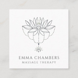 Lotus Flower Meditation Massage Therapist Square Business Card