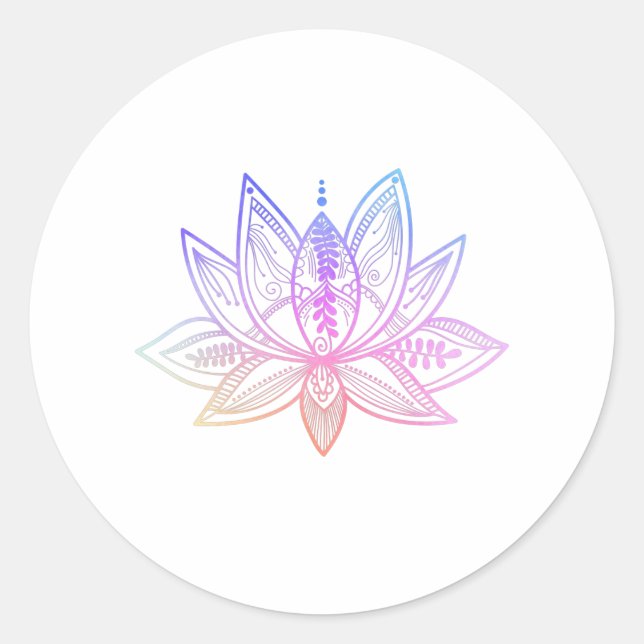 Lotus Flower Meditation Yoga Gradient yellow blue Classic Round Sticker (Front)