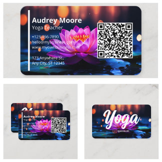 Lotus Flower Modern Elegant Yoga Teacher Templates Business Card