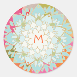 Lotus Flower Monogrammed Sticker