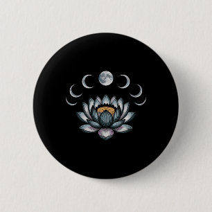 Lotus Flower Moon Phases Zen Yoga Lover Spiritual 6 Cm Round Badge