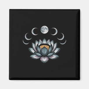 Lotus Flower Moon Phases Zen Yoga Lover Spiritual Magnet