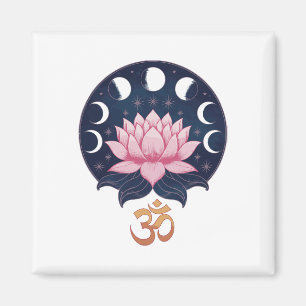 Lotus Flower Moon Phases Zen Yoga Lover Spiritual Magnet