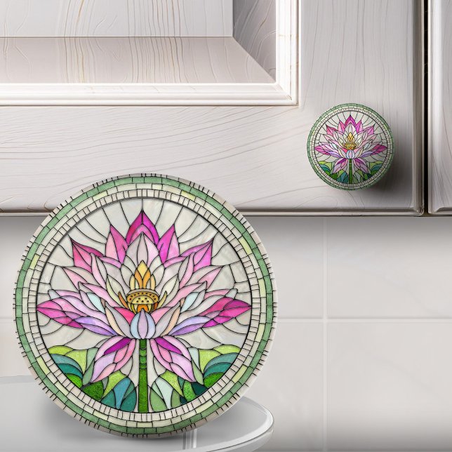 Lotus Flower Mosaic Art Ceramic Knob (Creator Uploaded)