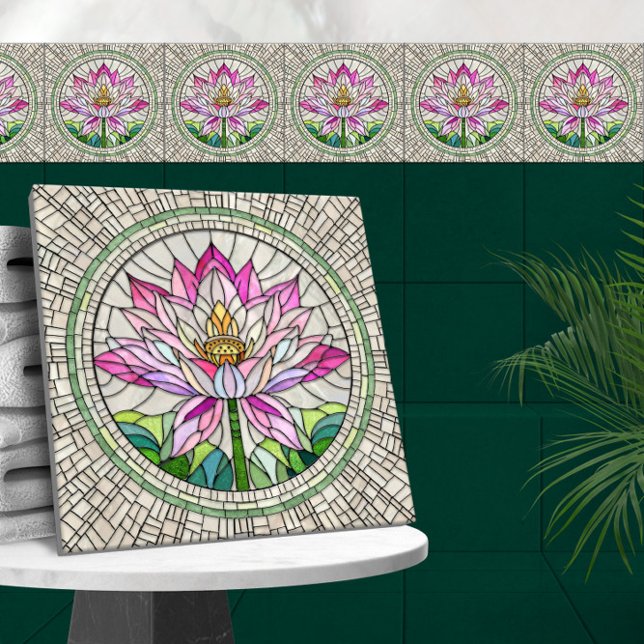 Lotus Flower Mosaic Art Ceramic Tile (Creator Uploaded)