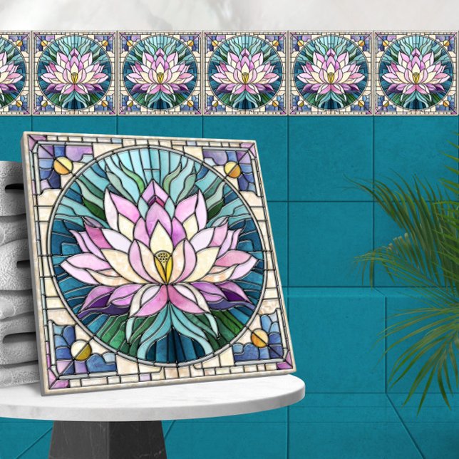 Lotus Flower Mosaic Art Ceramic Tile (Creator Uploaded)