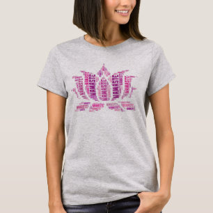 Lotus Flower Namaste Purples Word Cloud Zen T-Shirt