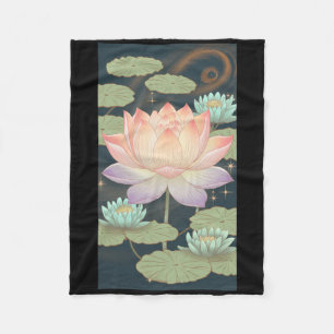 Lotus Flower Nature Art Water Lily Meditation Fleece Blanket