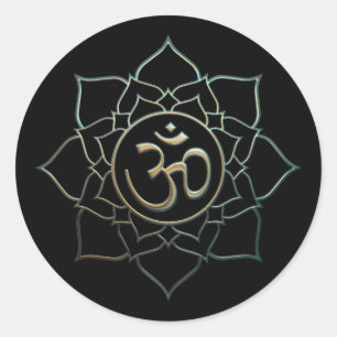 Lotus Flower Om Classic Round Sticker