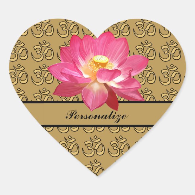 Lotus Flower OM Gold Heart Sticker (Front)