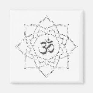 Lotus Flower Om Symbol Drawing Magnet