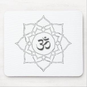 Lotus Flower Om Symbol Drawing Mouse Pad