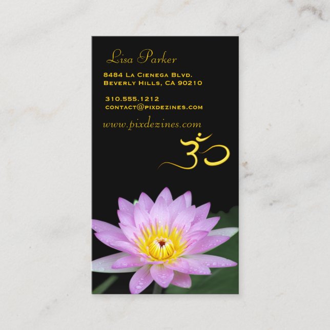 Lotus flower, Om yoga, healers Business Card (Front)