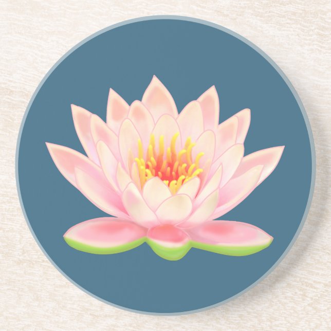 Lotus Flower on Blue Coaster (Front)