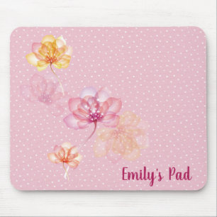 Lotus Flower on Dots Mouse Pad