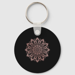 Lotus Flower Ornate Yoga Mandala Key Ring