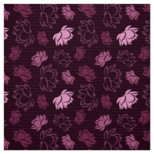Lotus Flower Pattern in Burgundy colour Fabric