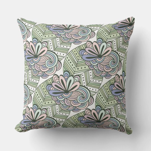 Lotus Flower Pattern throw pillows (Front)