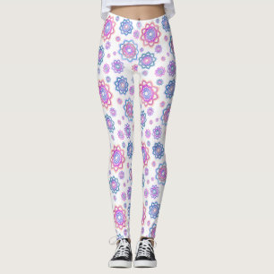 Lotus Flower Pink Blue Green  Leggings