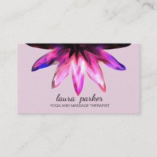 Lotus Flower Pink Watercolor Yoga Healing Massage Business Card