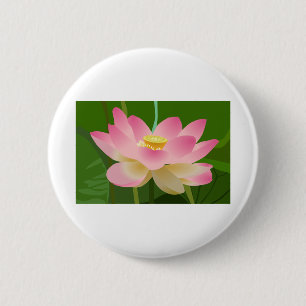 Lotus Flower Plant Petals Pink Flower Water Lily 6 Cm Round Badge