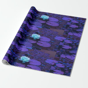 Lotus Flower Purple Blue Turquoise Floral Pond Zen Wrapping Paper