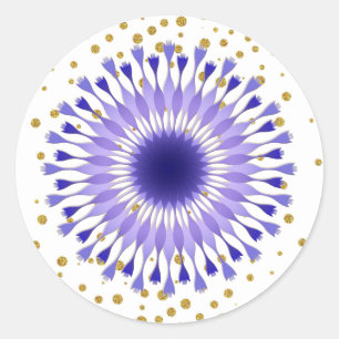 Lotus Flower Purple Gold Confetti Classic Round Sticker