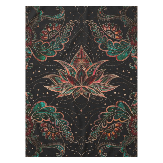 Lotus flower - Red Marble and Malachite Tablecloth (Front)