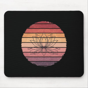 Lotus Flower Retro Mandala Sunset Yoga Boho Medita Mouse Pad