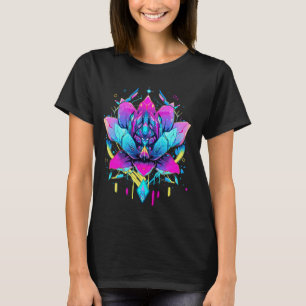 Lotus Flower Robotics Futuristic Cyberpunk Design T-Shirt