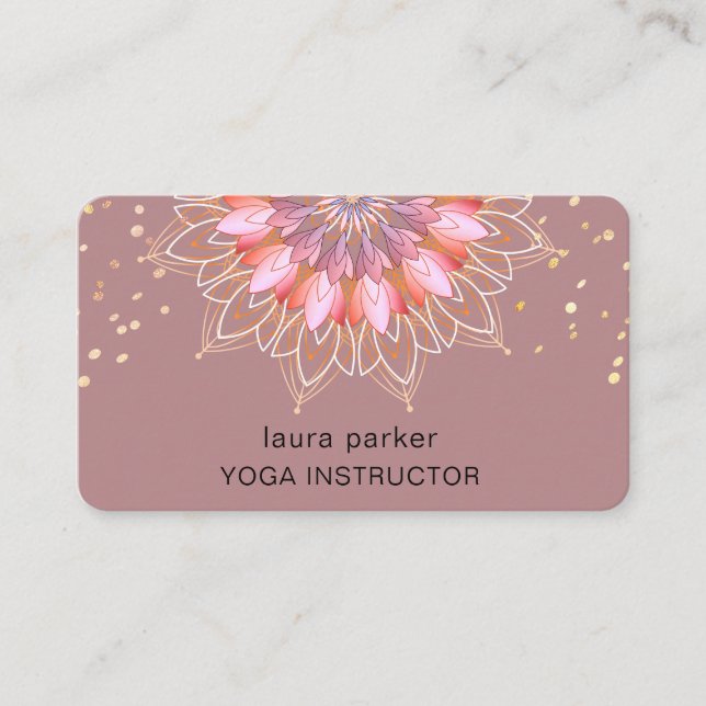  Lotus Flower Rose Gold Elegant Yoga Meditation Business Card (Front)