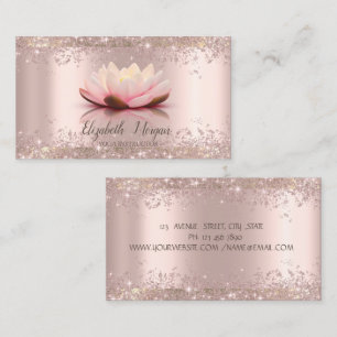Lotus Flower Rose Gold Glitter Dust Yoga  Business Card