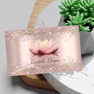Lotus Flower Rose Gold Glitter Dust Yoga Business Card