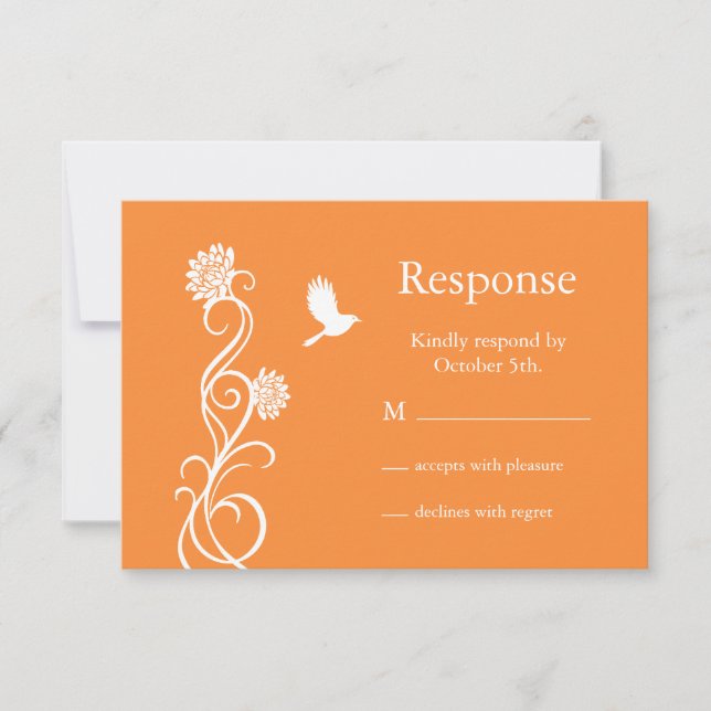 Lotus Flower RSVP (bright orange) Card (Front)