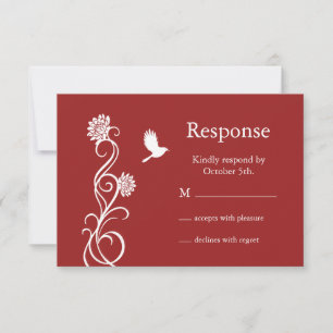 Lotus Flower RSVP (red) Card