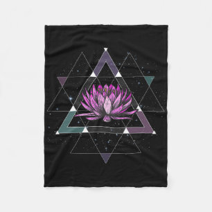 Lotus Flower Sacred Geometry Yoga Meditation Spiri Fleece Blanket