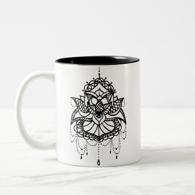 Lotus Flower Two-Tone Coffee Mug (Left)