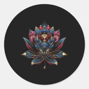 Lotus Flower Vintage Japanese Zen Buddhism Yoga _3 Classic Round Sticker