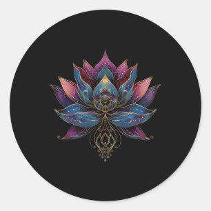 Lotus Flower Vintage Japanese Zen Buddhism Yoga _5 Classic Round Sticker